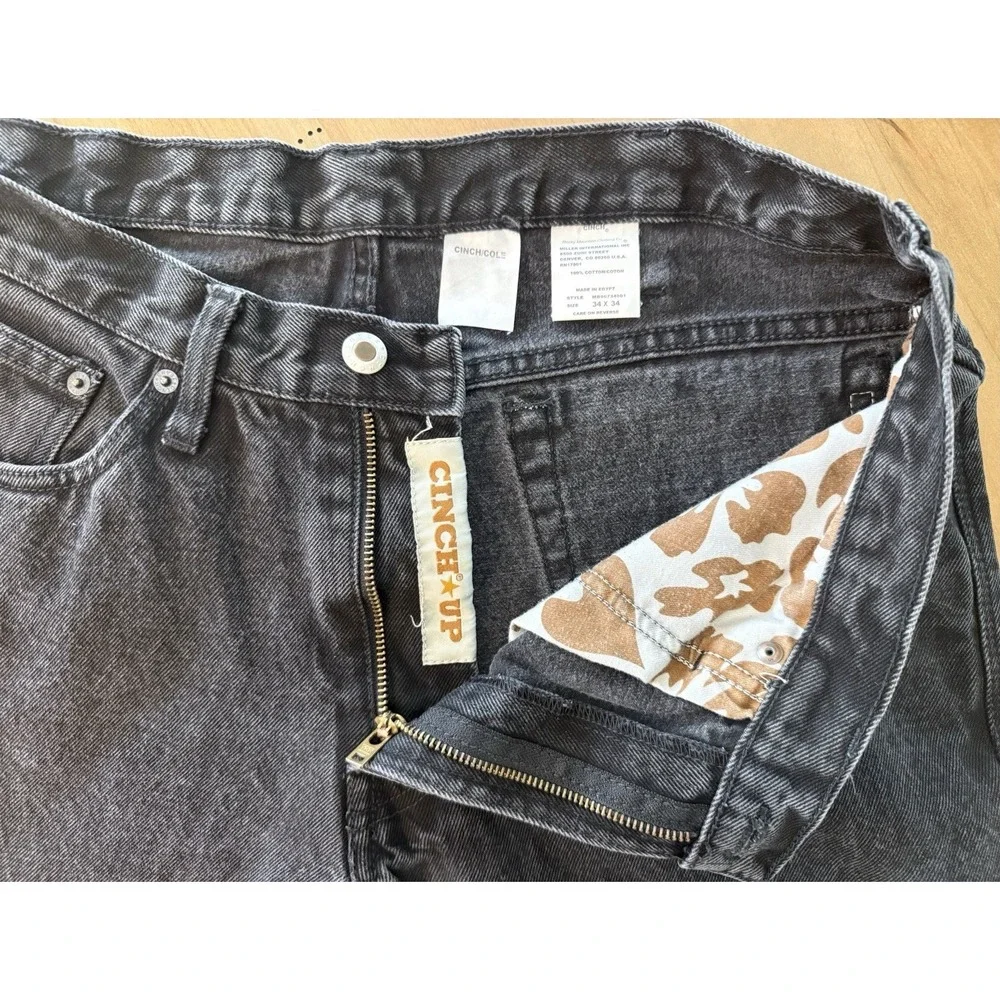 Cinch Cole Jeans Men's 34X34 Black Faded Western Outdoor Workwear Pants Logo